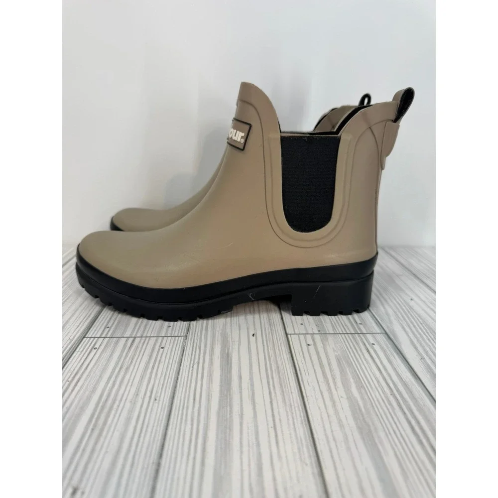 Barbour‎ Mallow Waterproof Chelsea Rainboots Lt Trench Black Women's Size 5
